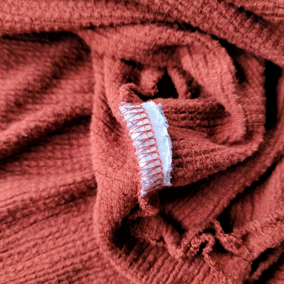 Longline Burnt Orange Short Sleeve V Neck Waffle Knit Lagonlook Tunic To… - Picture 7 of 10